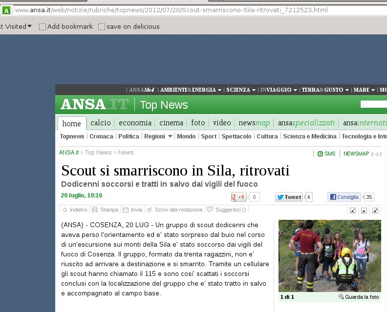 Scout in Sila, la fretta e l'incompetenza delle redazioni /img/scout_smarriti_in_sila_ansa.jpg